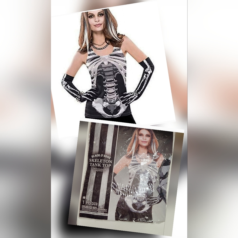 Womens skeleton Tank costume BLACK & BONE Womens Adult Skeleton Tank Top